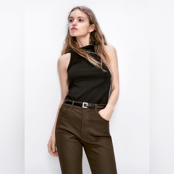 NEW Massimo Dutti High-Waist Straight Leg Costed Pants Size 6 - Picture 2 of 10